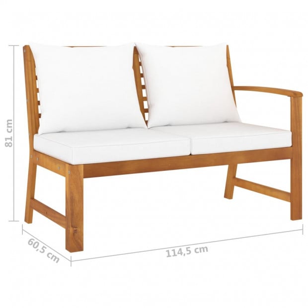 5 Piece Garden Lounge Set With Cushion Cream Solid Acacia Wood Image 10