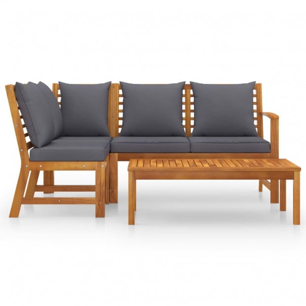 4 Piece Garden Lounge Set With Cushion Solid Acacia Wood Grey Image 2