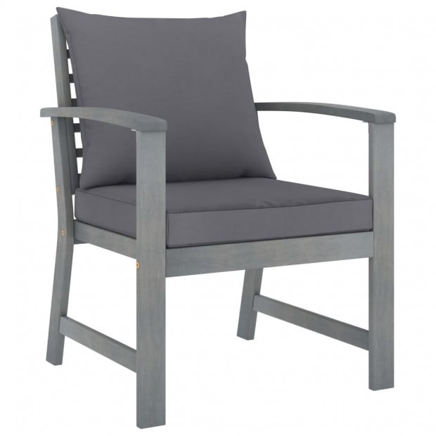 5 Piece Garden Lounge Set With 6 Back Cushions Solid Acacia Wood Grey Image 4