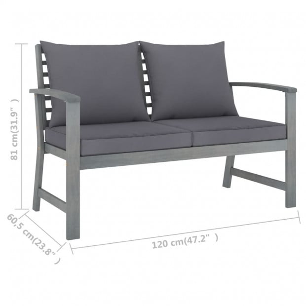5 Piece Garden Lounge Set With 6 Back Cushions Solid Acacia Wood Grey Image 8