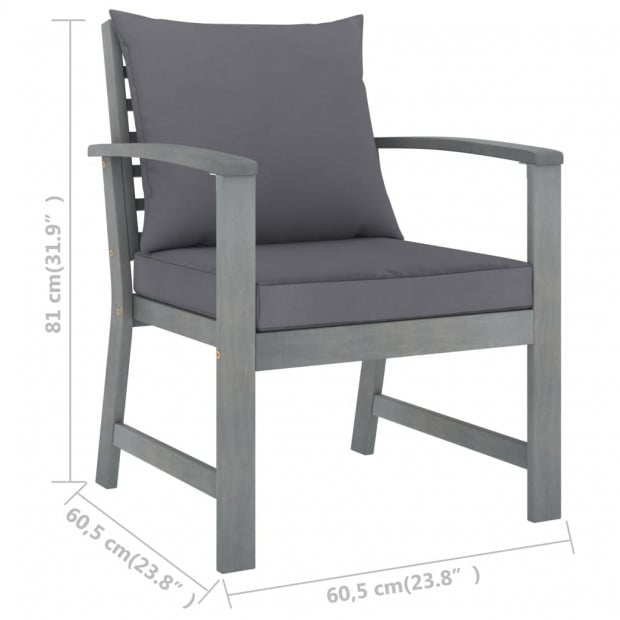 5 Piece Garden Lounge Set With 6 Back Cushions Solid Acacia Wood Grey Image 9