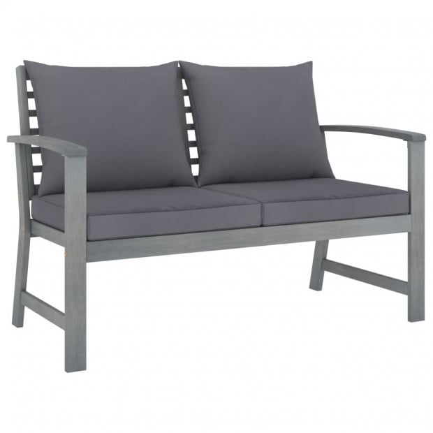 3 Piece Garden Lounge Set With Cushion Solid Acacia Wood Grey Image 3