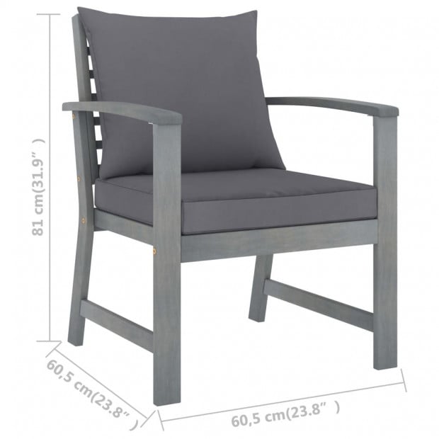 5 Piece Garden Lounge Set With 4 Back Cushions Solid Acacia Wood Grey Image 7