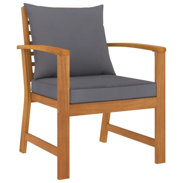 5 Piece Acacia Wood Garden Lounge Set with Cushions- Grey Image 7