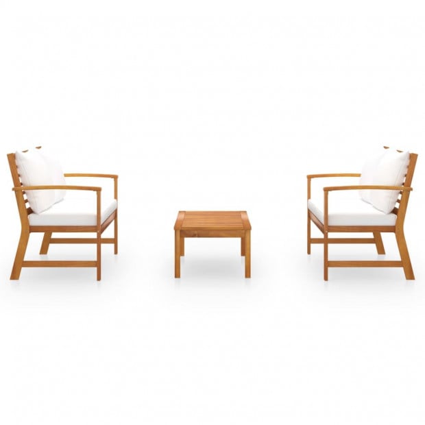 3 Piece Garden Lounge Set Cushions Solid Acacia Wood Image 2