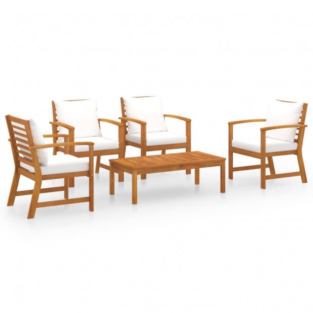 5 Piece Garden Lounge Set Cushion Solid Acacia Wood