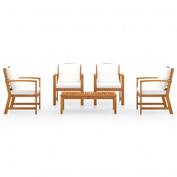 5 Piece Garden Lounge Set Cushion Solid Acacia Wood Image 2