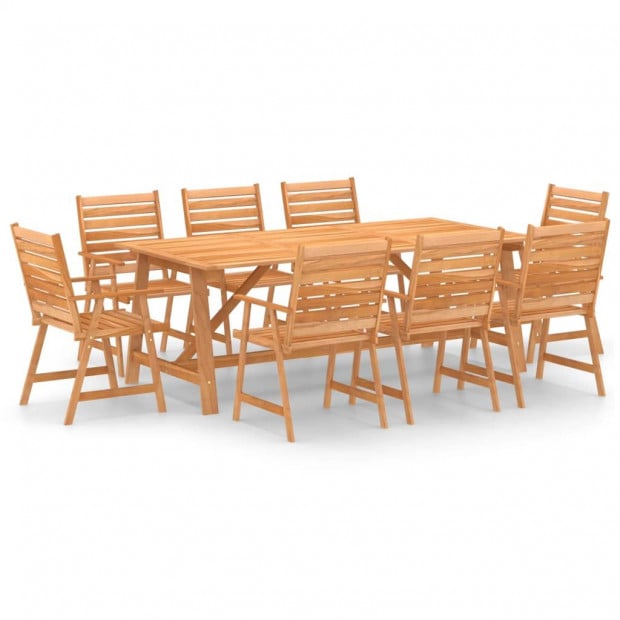 9 Piece Garden Dining Set Solid Acacia Wood