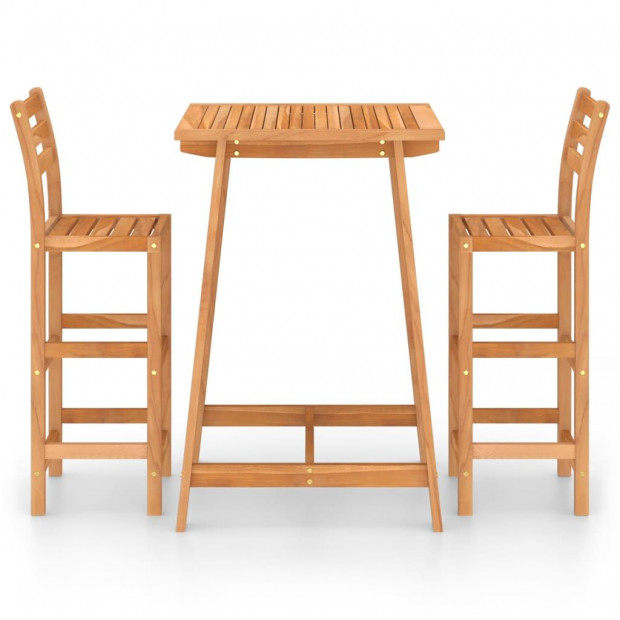 3 Piece Outdoor Bar Set Solid Acacia Wood Image 2