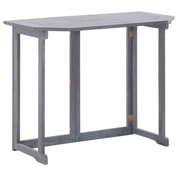 2 Piece Bistro Set Solid Acacia Wood Grey Image 2