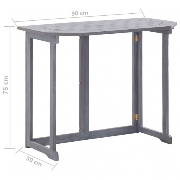 2 Piece Bistro Set Solid Acacia Wood Grey Image 7