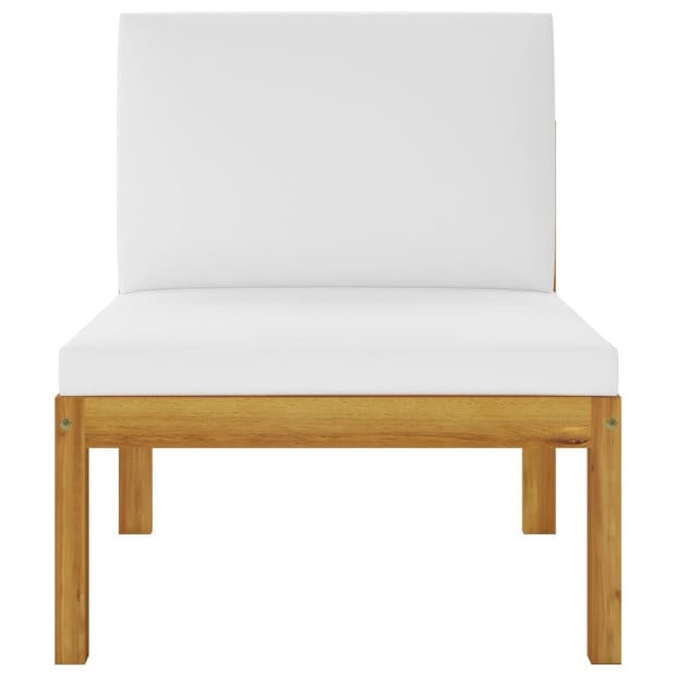 5pc Garden Lounge Set With Cushions Cream Solid Acacia Wood Image 5