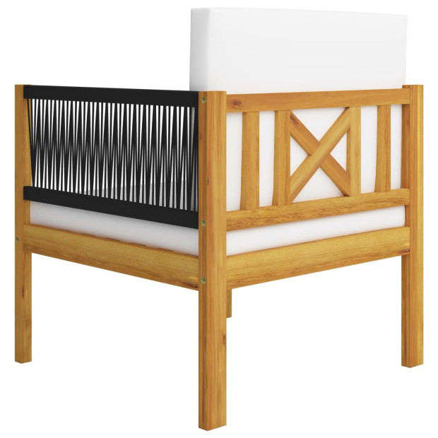 6 Piece Garden Lounge Set With Cushions Cream Solid Acacia Wood Image 10