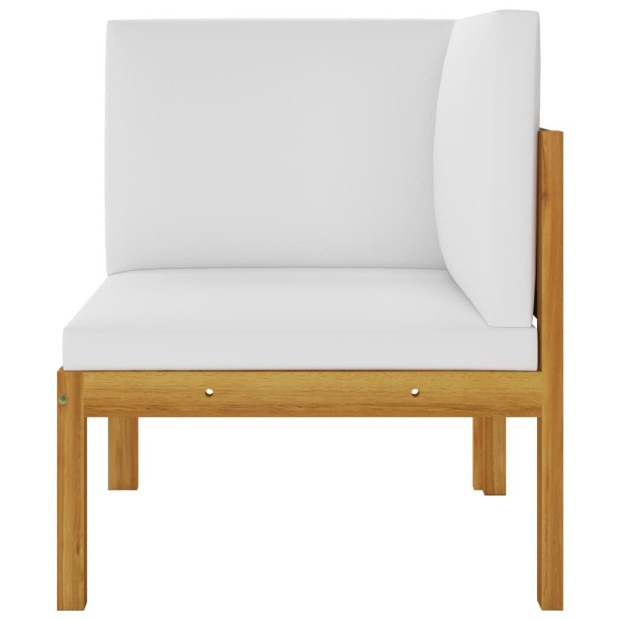 7 Piece Garden Lounge Set w/ Cushions Cream Solid Acacia Wood Image 5