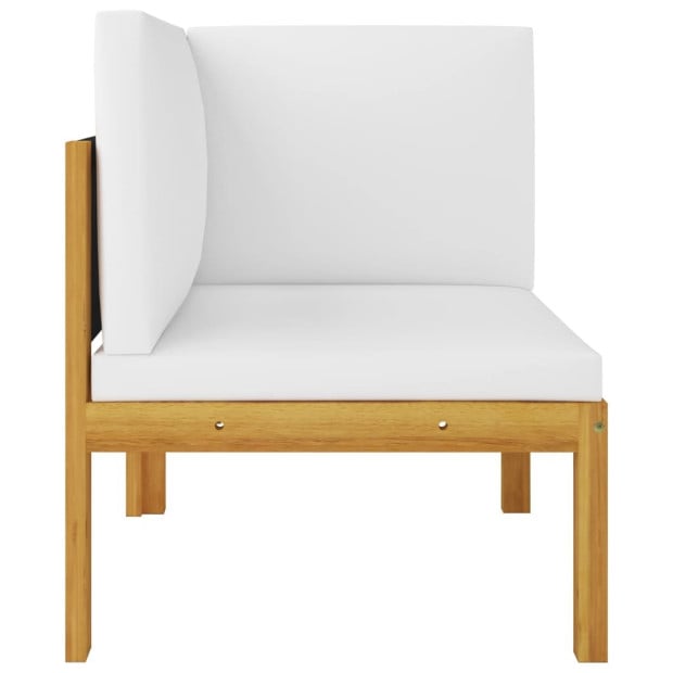 7 Piece Garden Lounge Set w/ Cushions Cream Solid Acacia Wood Image 6