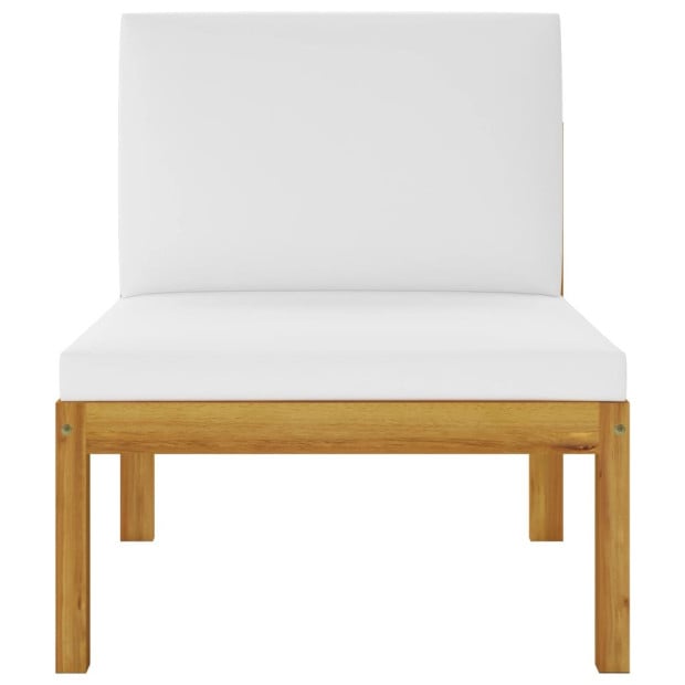 8 Piece Garden Lounge Set w/ Cushions Cream Solid Acacia Wood Image 9