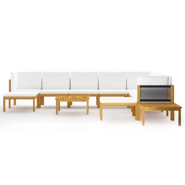 12 Piece Garden Lounge Set With Cushions Cream Solid Acacia Wood Image 3