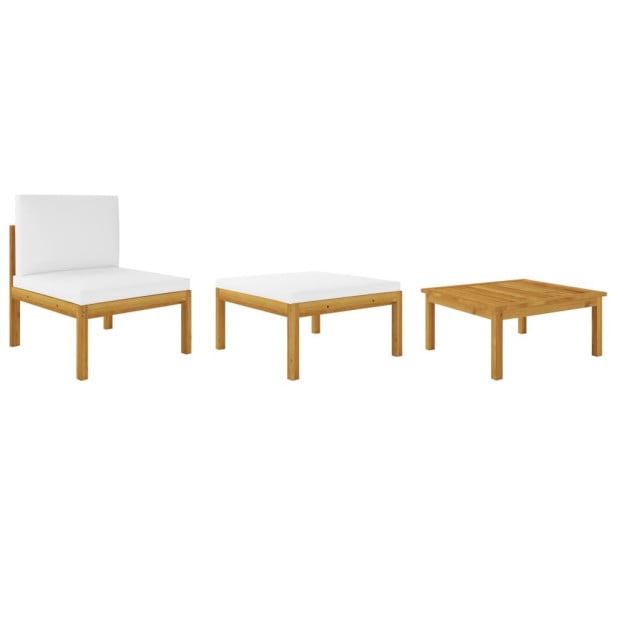12 Piece Garden Lounge Set With Cushions Cream Solid Acacia Wood Image 4