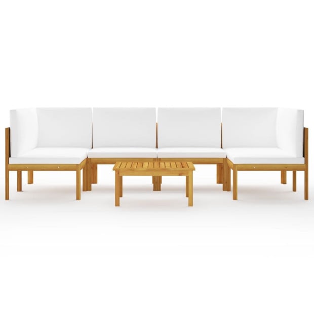 7 Piece Solid Acacia Wood Garden Lounge Set With Cushions Cream Image 3