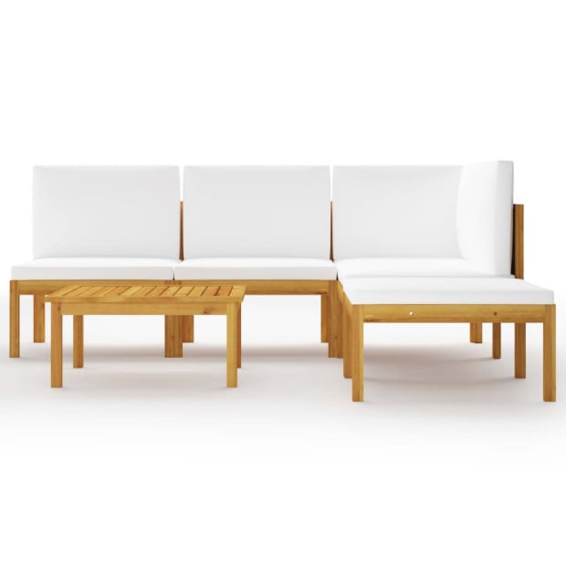 6pc Solid Acacia Wood Garden Lounge Set With Cushions Cream Image 3