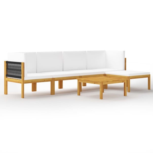 6 Piece Solid Acacia Wood Garden Lounge Set With Cushions Cream