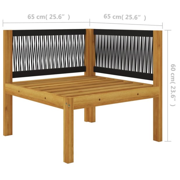 6 Piece Solid Acacia Wood Garden Lounge Set w/ Cushions Cream Image 6