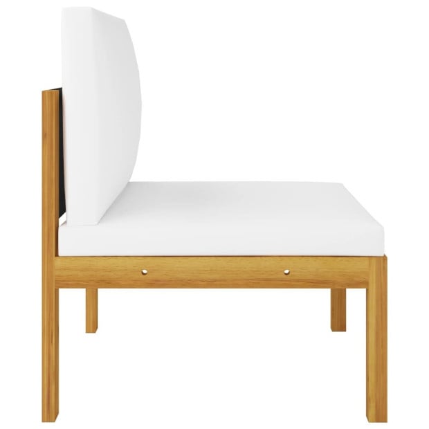 5pc Garden Lounge Set w/ Cream Cushions Solid Acacia Wood Image 6