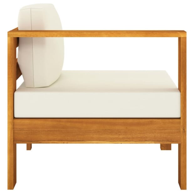 4-seater Garden Sofa With Cream White Cushions Solid Acacia Wood Image 4