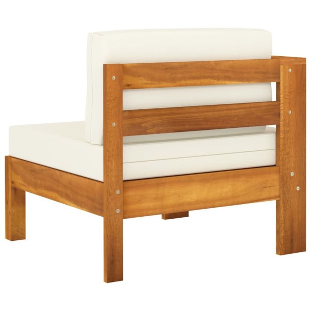 4-seater Garden Sofa With Cream White Cushions Solid Acacia Wood Image 5