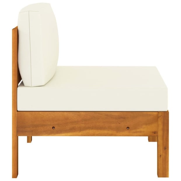 4-seater Garden Sofa With Cream White Cushions Solid Acacia Wood Image 7