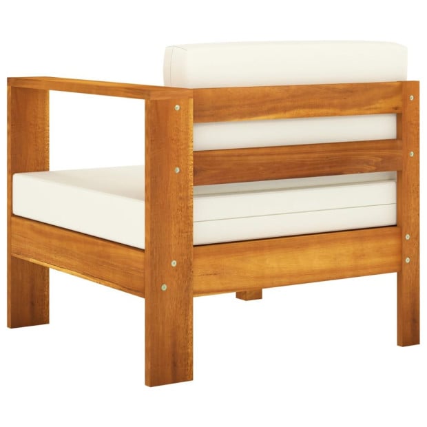 4-seater Garden Sofa With Cream White Cushions Solid Acacia Wood Image 10