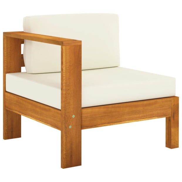 5 Piece Garden Lounge Set With Cream White Cushions Acacia Wood Image 3