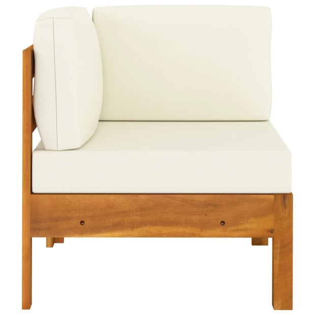 5 Piece Garden Lounge Set With Cream White Cushions Acacia Wood Image 9