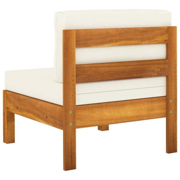 5 Piece Garden Lounge Set With Cream White Cushions Acacia Wood Image 11