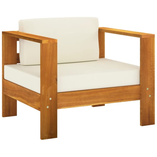 7 Piece Garden Lounge Set With Cream White Cushions Acacia Wood Image 3