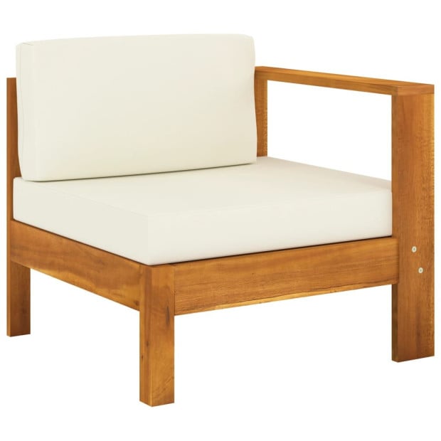 7 Piece Garden Lounge Set With Cream White Cushions Acacia Wood Image 5