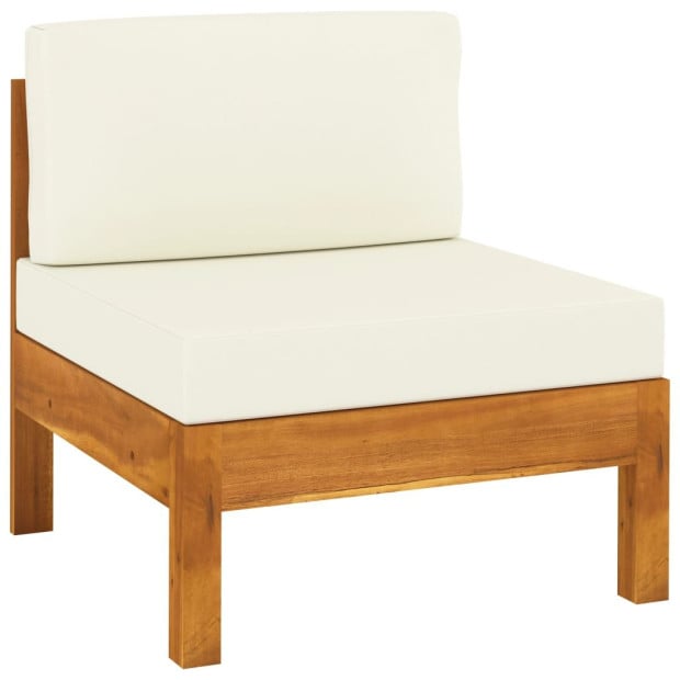 7 Piece Garden Lounge Set With Cream White Cushions Acacia Wood Image 6