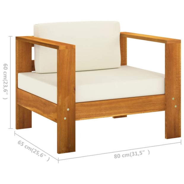 7 Piece Garden Lounge Set With Cream White Cushions Acacia Wood Image 7