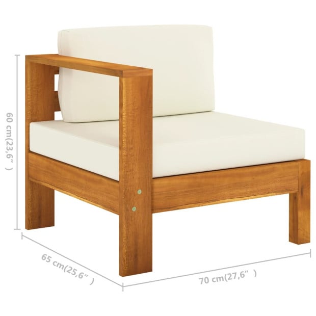 7 Piece Garden Lounge Set With Cream White Cushions Acacia Wood Image 8