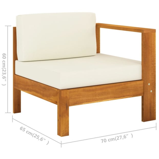 7 Piece Garden Lounge Set With Cream White Cushions Acacia Wood Image 9