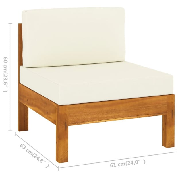 7 Piece Garden Lounge Set With Cream White Cushions Acacia Wood Image 10