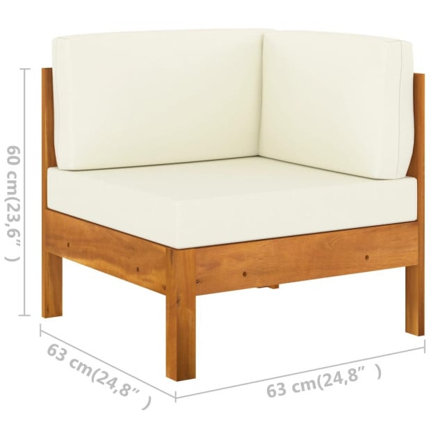7 Piece Garden Lounge Set With Cream White Cushions Acacia Wood Image 11
