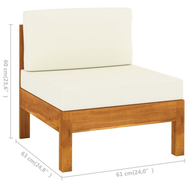 7 Piece Acacia Wood Garden Lounge Set With Cream White Cushions Image 10