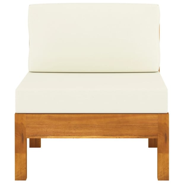 7 Piece Garden Lounge Set w/h Armrest Cream Cushions Acacia Wood Image 7