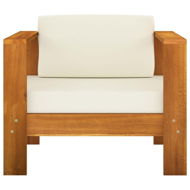 8pc Garden Lounge Set With Cream White Cushions Acacia Wood Image 6