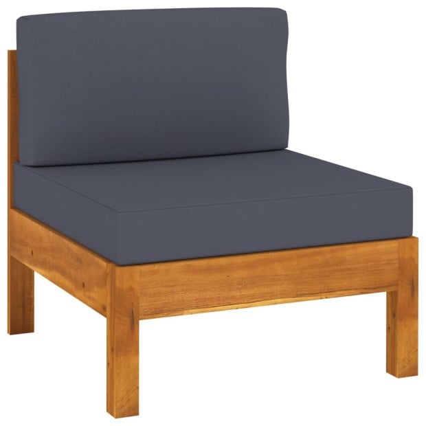 3-seater Garden Sofa With Dark Grey Cushions Acacia Wood Image 3