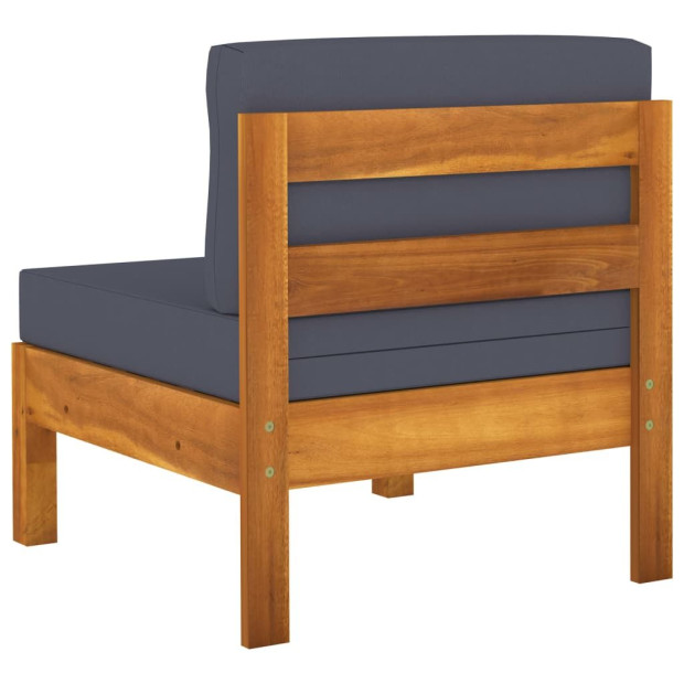 3-seater Garden Sofa With Dark Grey Cushions Acacia Wood Image 5