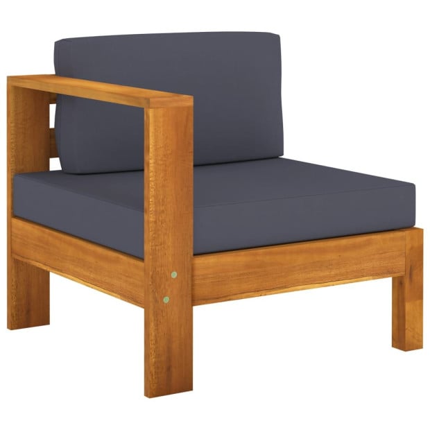 3-seater Garden Sofa With Dark Grey Cushions Acacia Wood Image 6