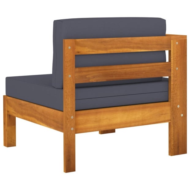 3-seater Garden Sofa With Dark Grey Cushions Acacia Wood Image 9
