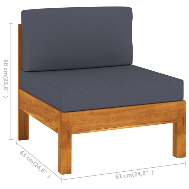 3-seater Garden Sofa With Dark Grey Cushions Acacia Wood Image 10